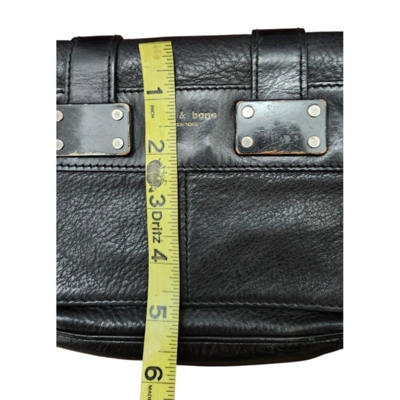 Rag & Bone Black Leather Crossbody Bag Flap Buckle Closure Adjustable Strap - Picture 11 of 11
